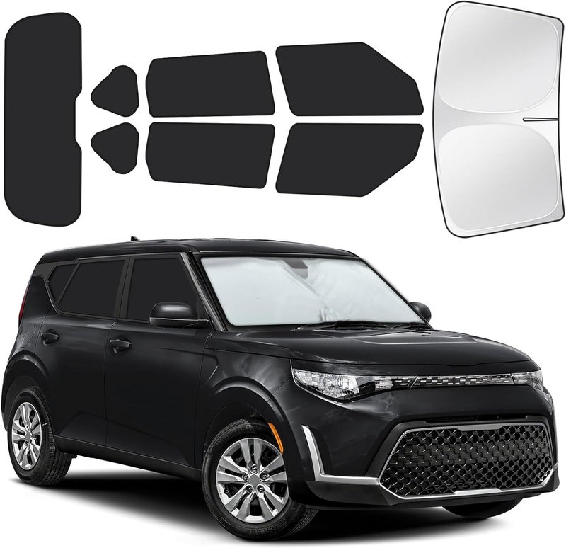 JASVIC for Kia Soul 2020-2025 Car Window Shades, 8pcs Privacy Sun Shade Set for Front Windshield Side and Rear Windows, Full Window Covers Keeps Vehicle Cool for Camping Napping - Image 1